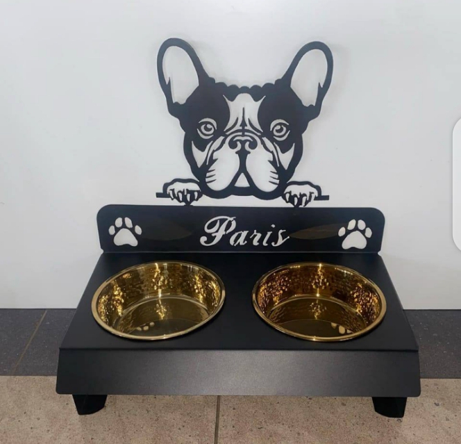 Personalized French Bulldog Feeding Station