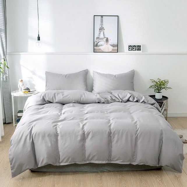 Cloud Grey Minimalist Duvet Cover Set. 4by6 bedsheets+Duvet+2 pillowcases