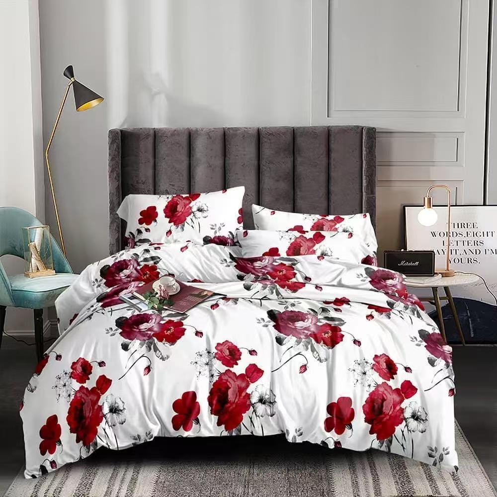Crimson Bloom Duvet Set 7by7 Duvet+bedsheets+4 pillowcases