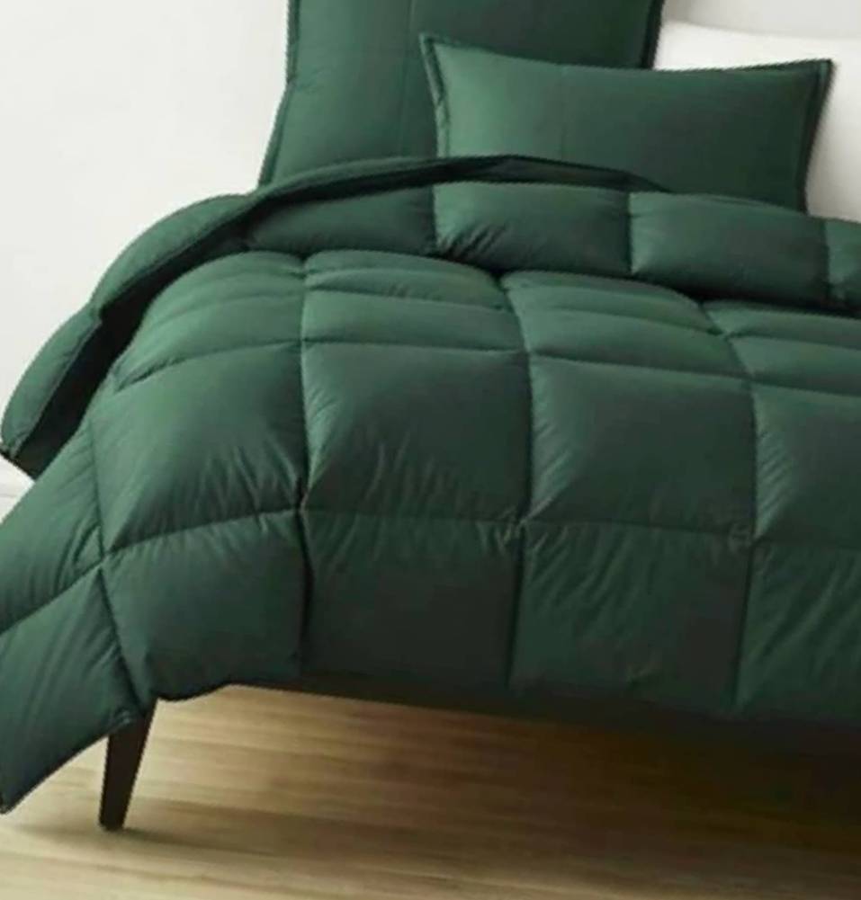 Luxe Forest Green Comforter Set.6by6 Duvet+Bedsheets+4 pillowcases