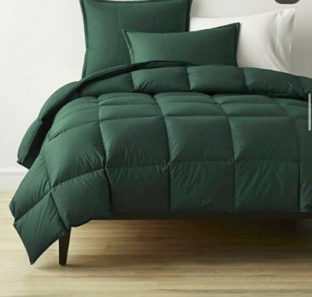 Luxe Forest Green Comforter Set.6by6 Duvet+Bedsheets+4 pillowcases