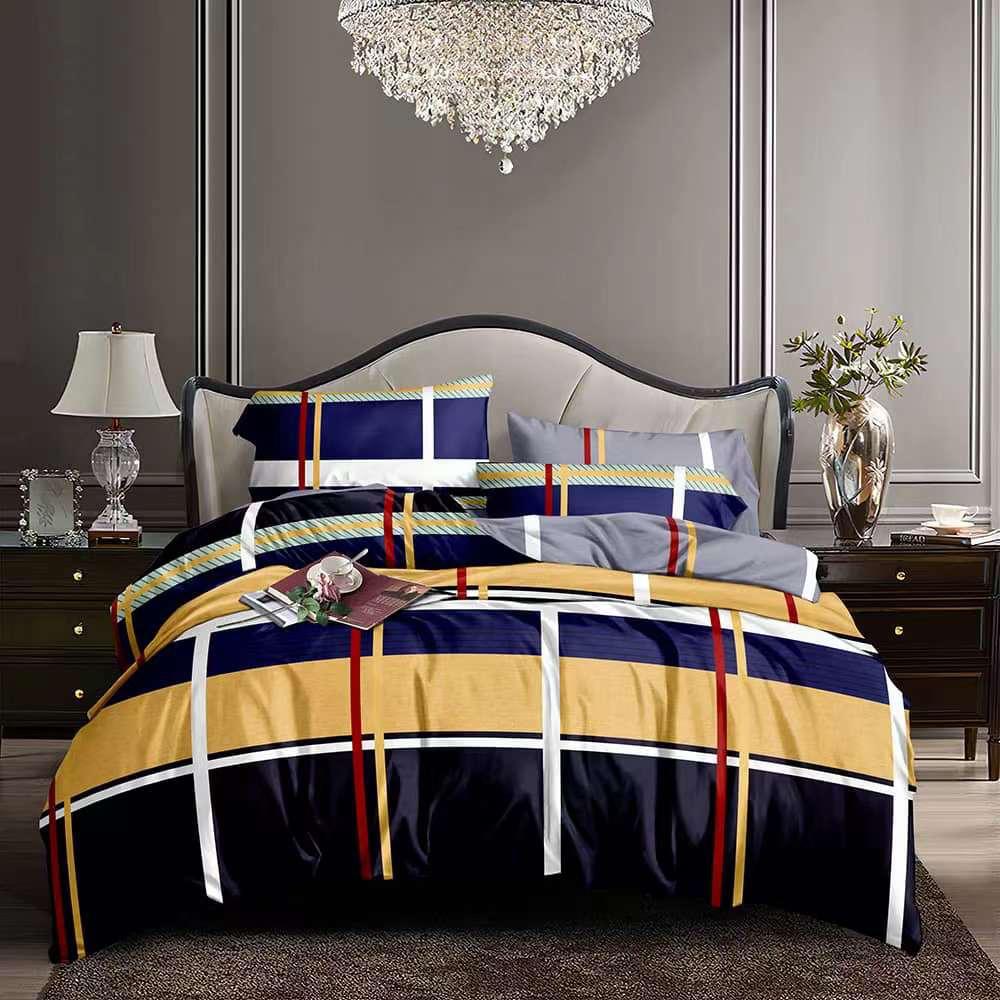 Urban Grid Bedding Set. 4by6 Duvet+bedsheets+2 pillowcases