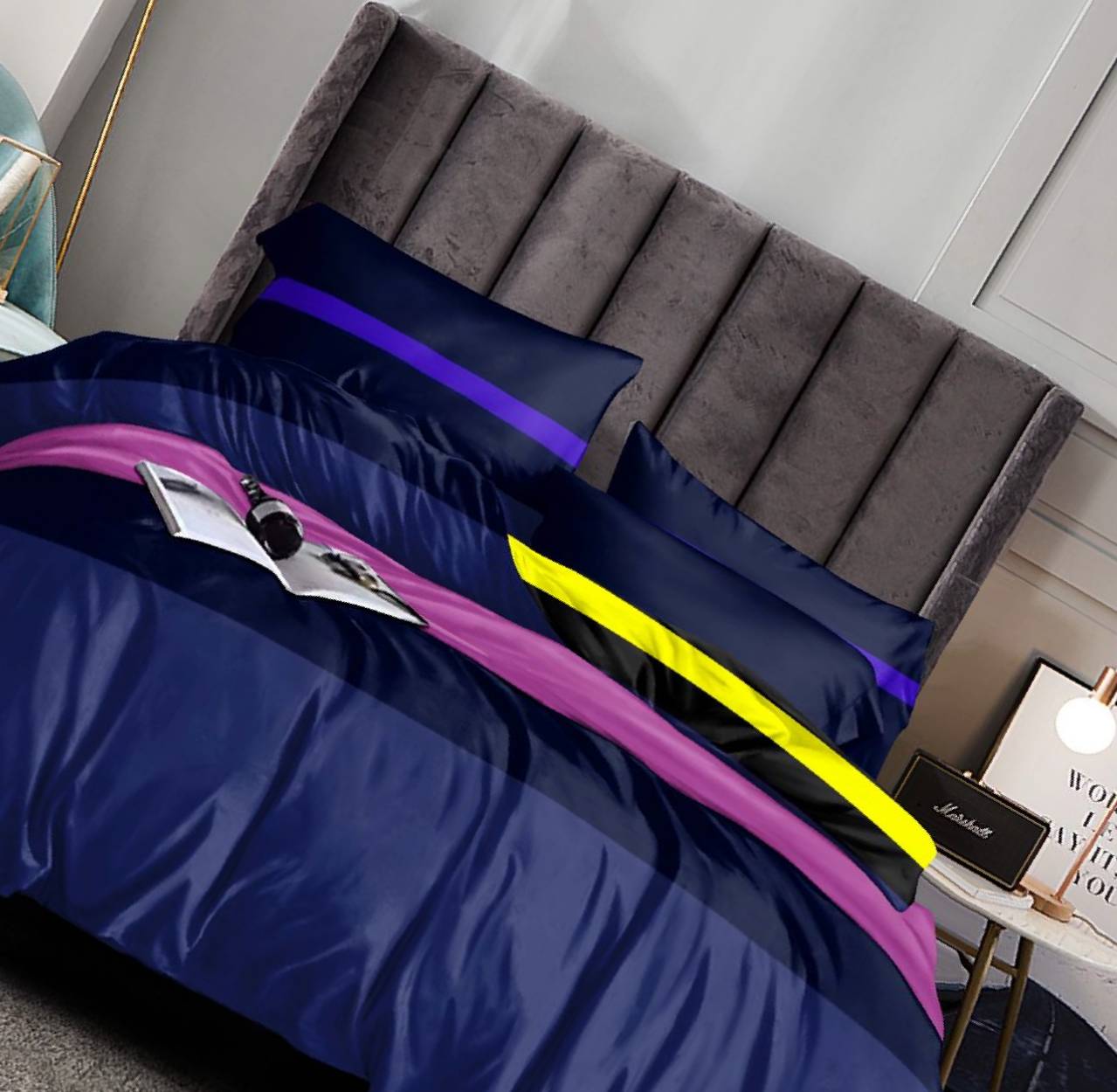Vivid Nightfall Striped Duvet Set. 6by6. Duvet+bedsheets+4 pillowcases