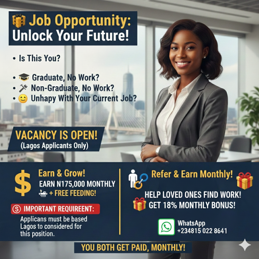 Lagos Career Opportunity: Earn N175k Monthly